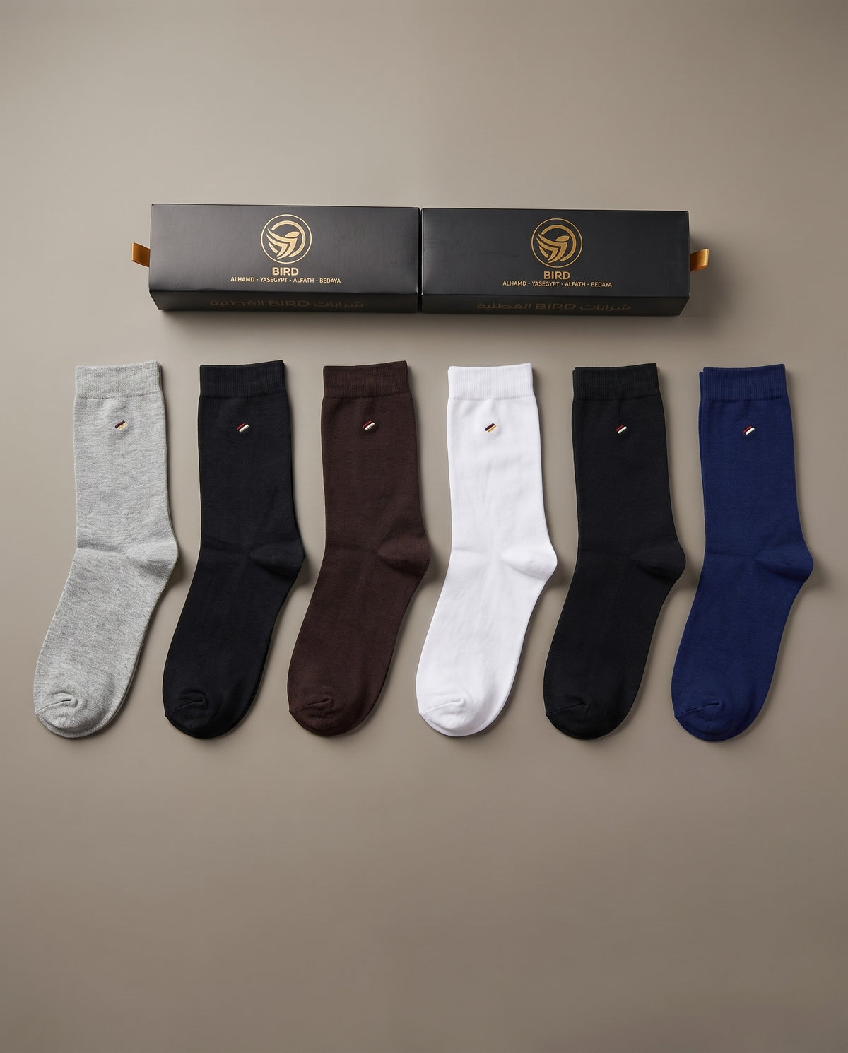 شرابات بيرد الرسمي الطويلة — بوكس أبيض وأسود وكحلي | Bird Formal Long Socks — Box 1